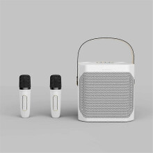 Krachtige Bluetooth karaoke-luidspreker met dubbele microfoon, wit