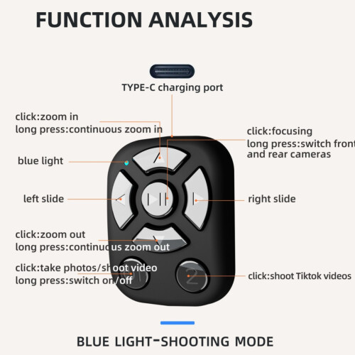 J6PRO Πολυλειτουργικό τηλεχειριστήριο Bluetooth Ring: Κλείστρο Selfie, TikTok/Instagram