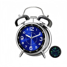 Metal Alarm Clock, Super Loud with Fluorescent Display, Silent Vibration, Rechargeable, Dual-Power Bedroom Alarm Clock