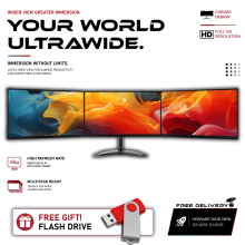 Triple Monitor Set Bundle Dell 3 x 24" Full HD + New Stand DP Display Port HDMI - Refurbished