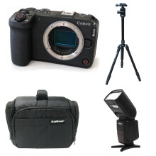Canon EOS R6 V Body with Kamkorda Bag & Tripod & Flash