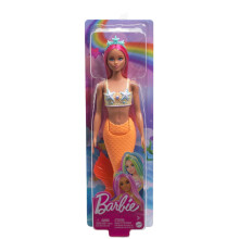 Bambola sirena con coda gialla e capelli rosa