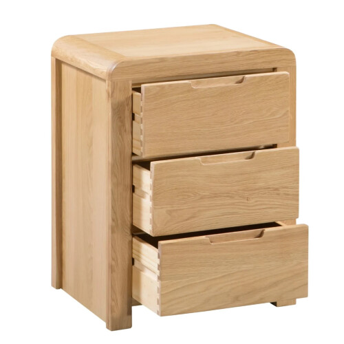 Curve 3 Drawer Bedside 2