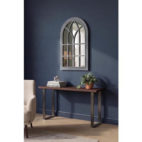 Arch Window Gothic Wall Mirror Grey Rustic 73x48Cm 2