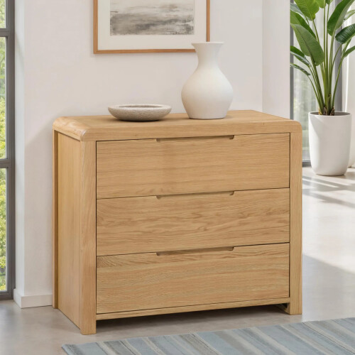 Curve 3 Drawer Chest oak color