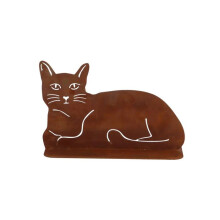 Décoration jardin - ESSCHERT DESIGN - Chat couché - Métal finition rouille - 26,8x10x16,7 cm - Base percée 2 trous