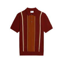 (M, Sienna) Ben Sherman Mens Mod Stripe Short Sleeve Polo Shirt