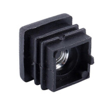 Vierkantrohr-Endkappen, M8-Gewinde, 20 x 20 mm, 40 Stück, schwarz