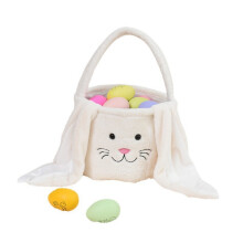 Weißer Osterkorb mit Hasenohren und Henkel, Nest zum Befüllen, perfekt für Kinder und Leckereien