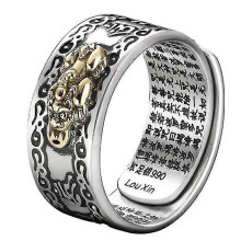 New 2026 Feng Shui Pixiu Mani Mantra Protection Wealth Ring Amulet, For wealth lucky open adjustable ring jewelry ring