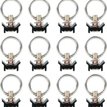 Compatible con paquete de 12 anillos de amarre para riel en L, accesorios para riel en L, conector de perno único negro para
