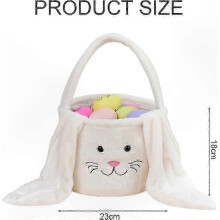 White Easter Basket with Rabbit Ears and Handle, Nest for Filling, Perfect for Kids and Treats