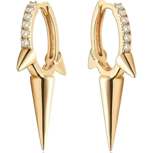 Gold Spike Hoop Earrings Gold Plated Dainty Ear Cute Small Dagger Spike Sleeper Dangle Drop Tiny Boho Beach Simple Delicate Spi