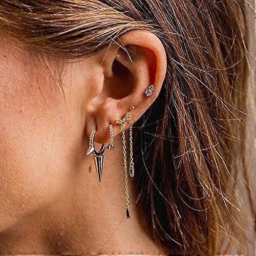 Gold Spike Hoop Earrings Gold Plated Dainty Ear Cute Small Dagger Spike Sleeper Dangle Drop Tiny Boho Beach Simple Delicate Spi 2