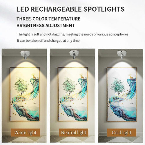 2 Set Wireless LED Spotlight with Remote Control, Timer, and Adjustable Brightness for Indoor Lighting 1