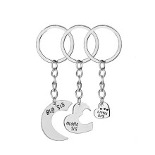 Set di portachiavi per sorelle a tema amicizia, argento, 3 pezzi, accessorio per borsa