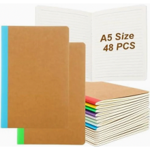 48 Pack A5 Lined Notebooks, 60 Pages, Vintage Rainbow Spine in 8 Colors, 21 x 14.5 cm, Notepads for Office, School, Draw