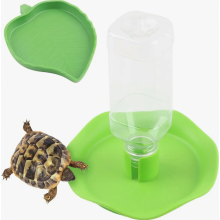 Reptile Water Dispenser Set of 2, Turtle Feeding Bowl and Automatic Feeder, Durable Accessories for Turtles, Lizards, Ha