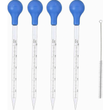 4 Pieces Glass Pipettes 10 ml Measuring Pipettes with Cleaning Brush, Dropper Pipettes for Laboratory, Food, Research an