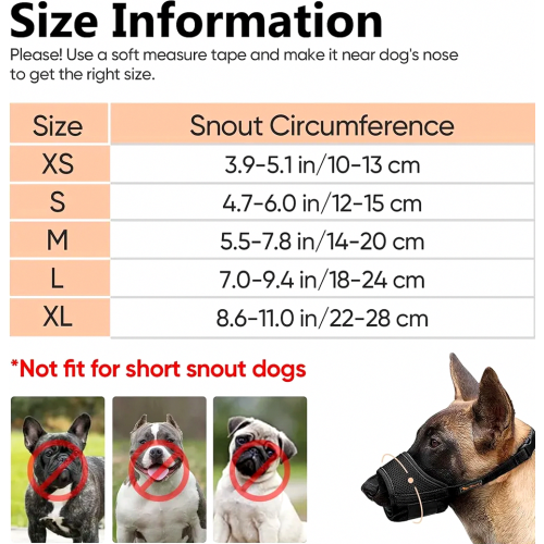 Nylon Dog Muzzle, Adjustable Strap, Breathable, Secure Quick Fit for Small and Medium Dogs, Prevents Biting Chewing and 1