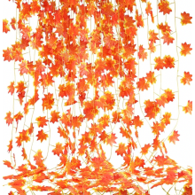 12 Pcs Artificial Autumn Garland Maple Leaf Hanging Vine for Home Kitchen Fireplace Stairs Wall Outdoor Window Decoratio