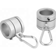 2 Pack Aluminum Flagpole Rings with Carabiner Clip, 360 Degree Rotating, Adjustable Diameter 0.7-1.0 Inch