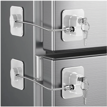 2 Pack Self-Adhesive Refrigerator Lock, Tool-Free Child Safety Cabinet Lock with Keys for Freezer, Cabinets, Drawers and