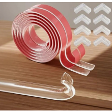 Baby Corner Protector Set, Transparent Silicone Edge Guard with Adhesive Strips for Drawers, Cabinets and Furniture, 4 m