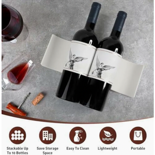 Refrigerator Bottle Holder, 2 Pack Stackable Wine Rack, Non Slip Drink Organizer for Fridge, Cabinet and Cupboard, Grey 2