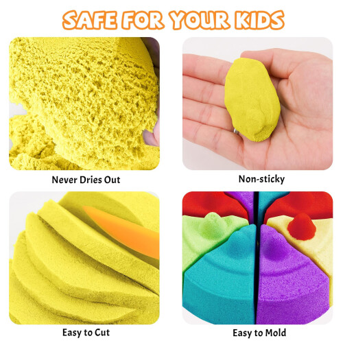 NiToy FlexiSand 1 kg/2.2 lb Mouldable Play Sand, Yellow 1