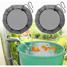 2 Pack Rain Barrel Net Cover, 80 cm Diameter, Drawstring Adjustable Protective Mesh, Leaf and Mosquito Protection