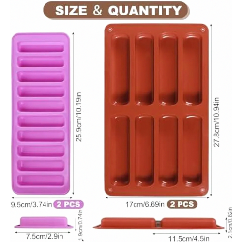 4 Pack Silicone Cereal Bar Moulds, Reusable Rectangular Baking Molds, Washable Chocolate Moulds, Non Stick Silicone Baki 1