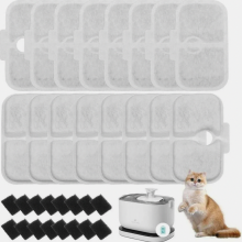 32 Pack Cat Water Fountain Filters for PLWF105/PLWF115/PLWF005, 16 Filter Cartridges and 16 Foam Sponges