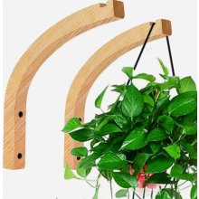 2 Piece Wooden Wall Plant Hanger Hooks for Flower Pots, Rustic Hanging Brackets for Indoor and Outdoor Use