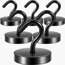 Heavy Duty Magnetic Hooks Black, 47kg Pull Force, Strong Neodymium Magnetic Hanger for Locker Organizers, Workshop Setup