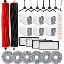 32-Piece Accessory Kit for Robot Vacuum, 1 Dual Main Brush, 3 Filters, 6 Mop Cloths, 6 Side Brushes, 6 Dust Bags, 1 Clea
