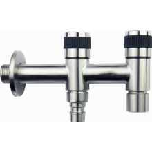 Stainless Steel Dual Garden Water Tap with Rotary Valve, 1/2 Inch Thread, Durable Outdoor Water Connector