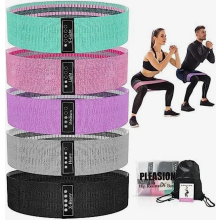 Resistance Bands Fabric Set of 5 for Strength Training Muscle Building Hip and Leg Workouts Gym Exercise Bands for Yoga