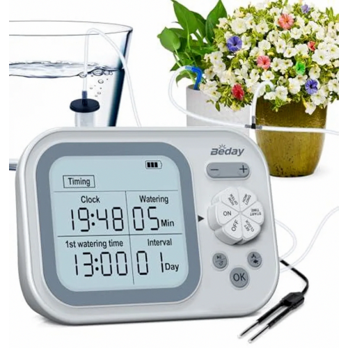 Automatic Indoor Watering System for 15 Potted Plants, Programmable Drip Irrigation Kit with Water Timer and Smart Moist
