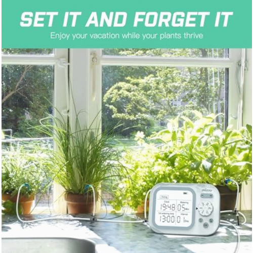 Automatic Indoor Watering System for 15 Potted Plants, Programmable Drip Irrigation Kit with Water Timer and Smart Moist 1