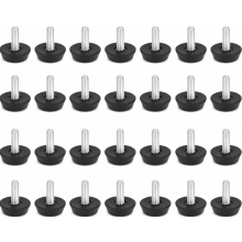 30 Pack Adjustable Furniture Leveling Feet, M6 x 20 mm Screw-In Feet, Black Nivelling Feet for Cabinets, Tables, and Cha