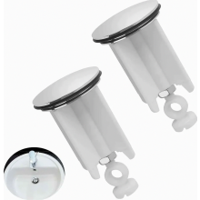 2 Pack Universal Height Adjustable Sink Drain Plugs 40mm Replacement Stoppers for Kitchen and Bathroom Basins