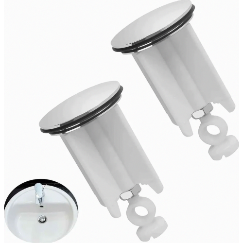 2 Pack Universal Height Adjustable Sink Drain Plugs 40mm Replacement Stoppers for Kitchen and Bathroom Basins