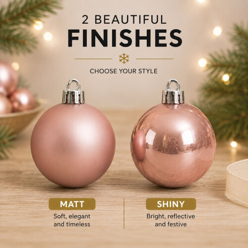 60 Blush Pink Baubles Shatterproof Christmas 2