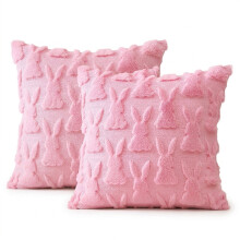 Set de 2 Fundas de Cojín Decorativas de Felpa Suave Rosa 50x50 cm — cojines terciopelo salon, fundas cojin infantil