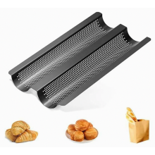 Teglia da forno per baguette per 2 pagnotte, in acciaio al carbonio antiaderente, ideale per casa, ristorante e panificio, 38 x 16,2 x 2,4 c