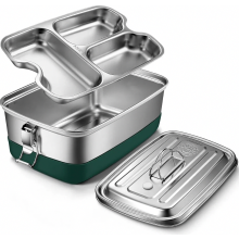 Portapranzo in acciaio inox da 2000 ml, bento box a prova di perdite con 3 scomparti, senza BPA, contenitore per alimenti in metallo ecologi