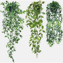 Confezione da 3 piante artificiali pendenti con vasi, 55-85 cm, piante finte ricadenti, verde realistico in plastica per interni ed esterni