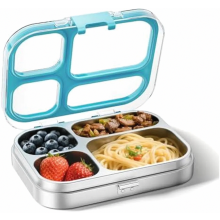 Portapranzo per bambini in acciaio inox da 800 ml, contenitore bento in metallo con 4 scomparti, a prova di perdite, per sandwich, ideale pe