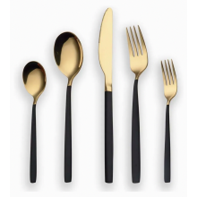 Set di posate da 30 pezzi per 6 persone, in acciaio inossidabile color oro e nero, composto da coltello, forchetta e cucchiaio, lavabile in